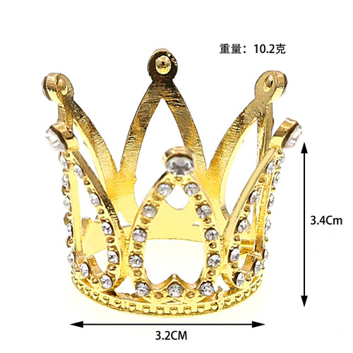 Cross-border children's round cake crown gift baking decoration accessories birthday alloy rhinestone headdress accessories ornaments