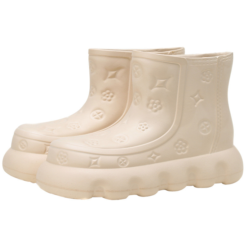 Cizme de ploaie pentru femei, model ploios, cu fund gros, antiderapant, tip booster, butuc scurt, impermeabile și rezistente la uzură_voghion.com