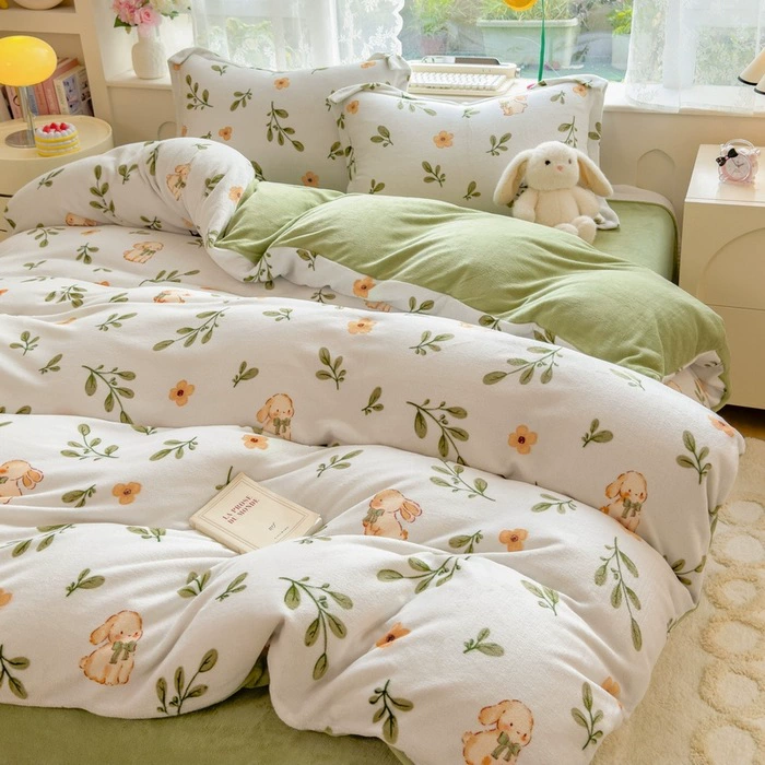 Demi-season velvet warm jeans, children's set, fleece fitted sheet, keep warm fleece duvet cover, 4 piece set, 3 piece set
