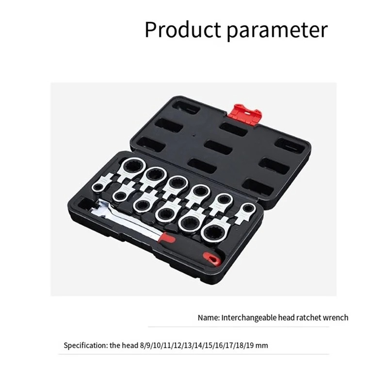 跨境13件套活头棘轮扳手快速扳手套装棘轮梅花扳手可换头棘轮扳手
