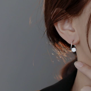 几何锆石耳环耳扣女新款2025爆款小巧百搭耳圈耳钉圆圈轻奢耳环