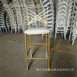 工厂批发轻奢极简金色餐椅酒店餐厅宴会皮革高吧椅子商用商用餐椅