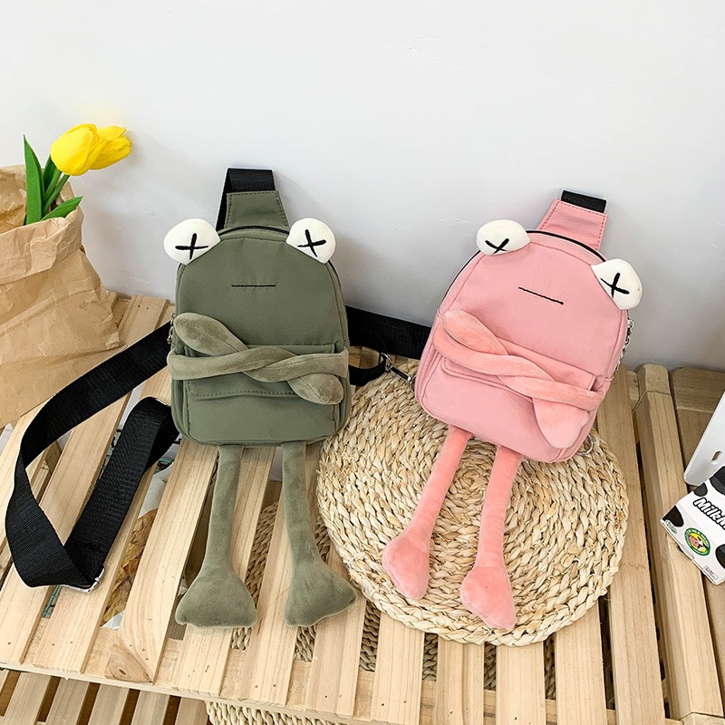 Fashionable Cartoon Mini Cute Bag, Korean Style Frog Couple Plush Doll Crossbody Shoulder Bag