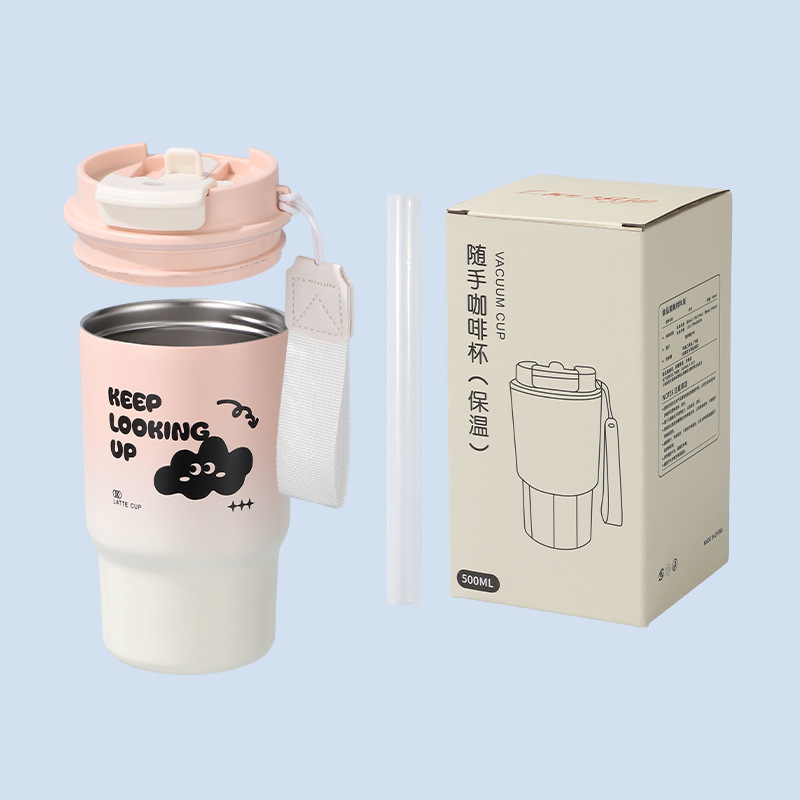 新款316不锈钢保温杯高颜值咖啡杯吸管保冷杯子大容量便携水杯|undefined