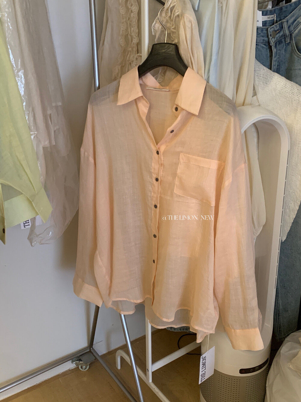Áo sơ mi nữ linen tay dài cổ bẻ phong cách thư giãn — Xanh đen, xanh lam, Màu cà phê, màu hồng chi tiết 21