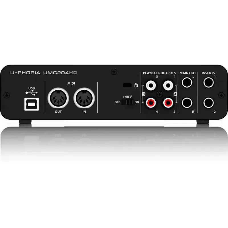 Behringer/Belling UMC204HD профессиональная USB-звуковая карта для записи, внешняя, для компьютера, для прямых эфиров и саунд-дизайна