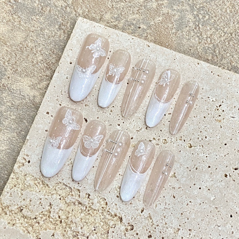 Temperament art nude French butterfly nail art wear hand for high-grade fake nails hand nail products wholesale