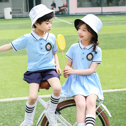 Preschool summer uniform graduation photos clothing English style children's class set primary school uniform summer pure cotton
