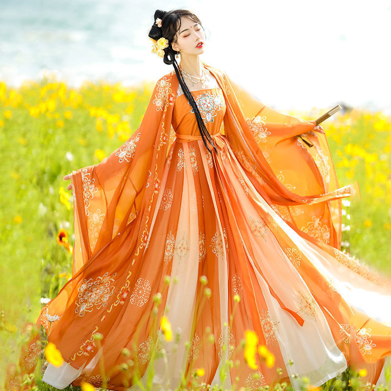 green orange dress Women's Organic Cotton Midi Dress main image 0