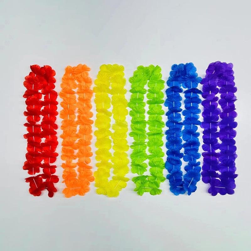 24 pares de pétalos de fiesta Hawaiian gran guirlanda hula vestir accesorios festivales collar de pétalos de color guirlanda