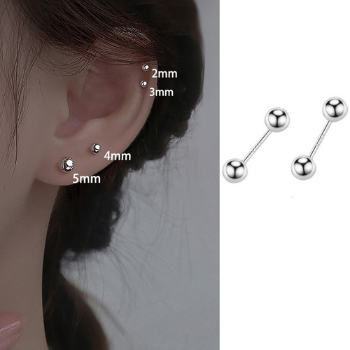 Earring for Women: 925 Silver Spiral Hoop Earrings with Unique Design, Everyday Matchable Double Head Round Bone Stud Earrings