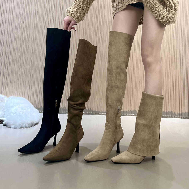 One Boot, Multiple Ways to Wear It ~ Elastic Velvet High-Heeled Slim Boots, Over-The-Knee Long Boots, Women's Pointed-Toe Chunky Heel French-Style Elastic Boots, Short Boots One Boot, Multiple Ways to Wear It ~ Elastic Velvet High-Heeled Slim Boots, Over-The-Knee Long Boots, Women's Pointed-Toe Chunky Heel French-Style Elastic Boots, Short Boots