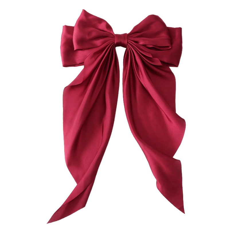 Large bow ribbon temperament High sense new Korean version of the net red hair decoration satin solid color large spring clip wholesale