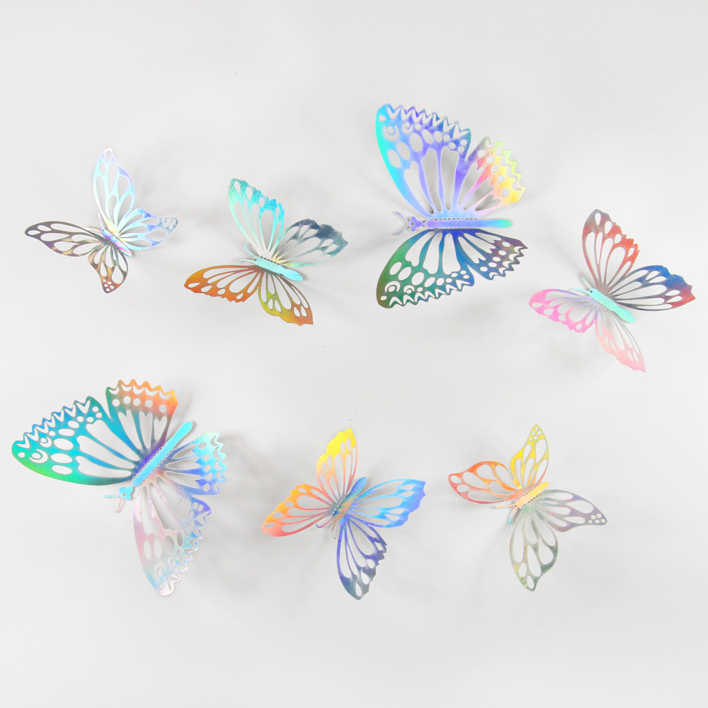 Foreign Trade Colorful 12-Pack 3D Hollow Butterfly Art Home Party Decoration Background Wall Stickers_voghion.com