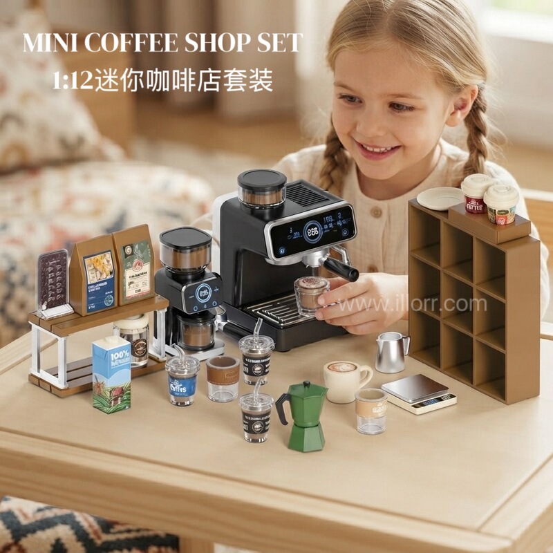 Miniature Simulated Coffee Machine Model DIY Assembly Toy Set OB11 Dollhouse Miniature Scene Decoration Cross-Border