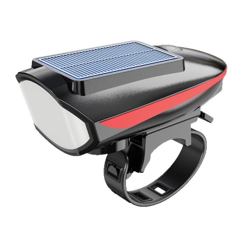 Lámpara delantera de bicicleta de venta caliente transfronteriza, bicicleta de montaña, carga solar, luz de bocina, noche al aire libre, bicicleta, luz fuerte