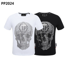 亚马逊速卖通潮牌菲利普普兰PP男士T恤骷髅头烫钻短袖一件代发