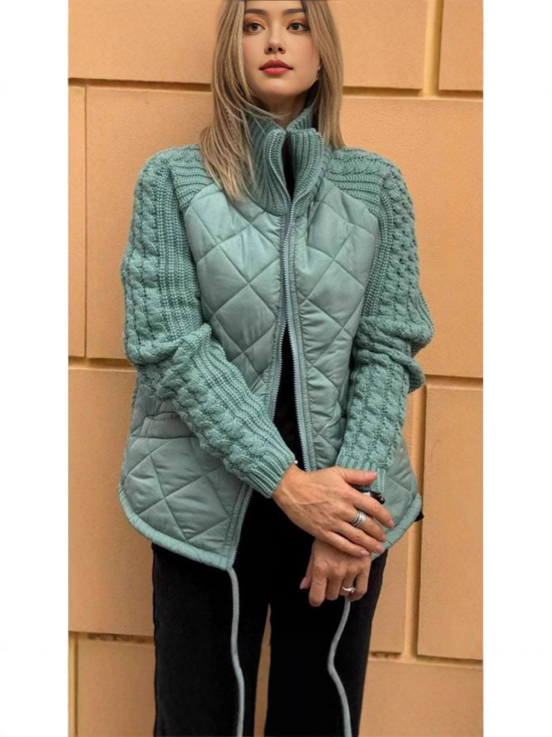 Transfronterizo 2025 otoño y invierno nueva moda europea y americana cardigan con cremallera de manga larga de cuello vertical chaqueta de algodón de mujer ropa de algodón de mujer image 3