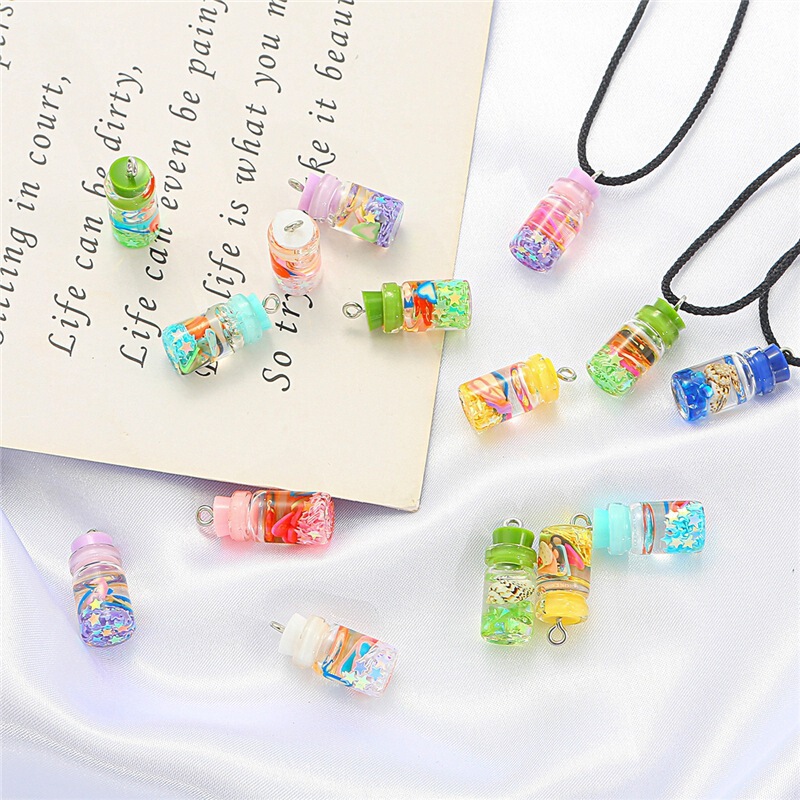 Creative Drift Bottle DIY Jewelry Mini Earrings Pendant Transparent Sequin Glass Bottle Homemade Keychain Small Pendant
