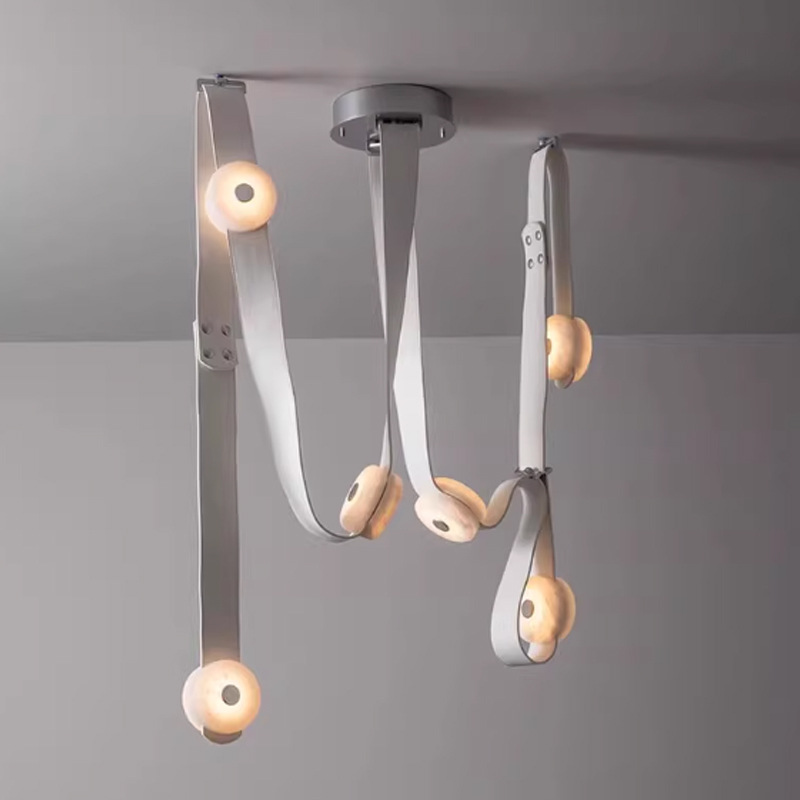 Sensación de alto nivel de cinturón minimalista sala de modelo elegir lámpara candelabro hueco diseñador italiano loft edificio dúplex sala de estar comedor luz