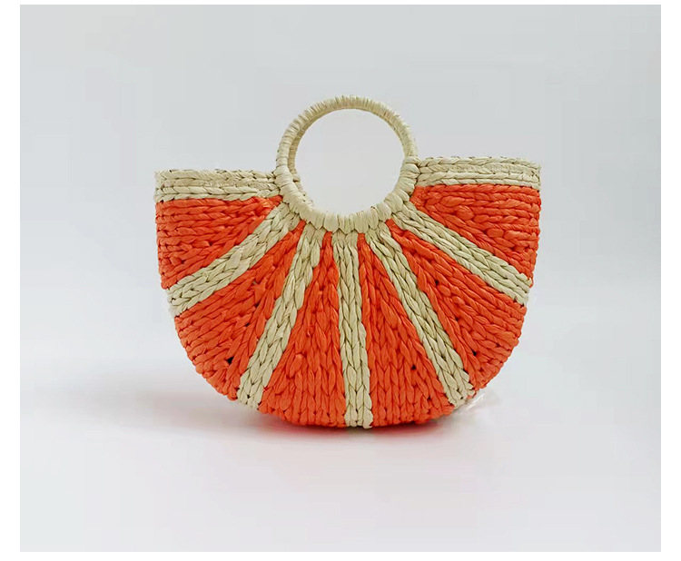Women's Fashion Handbags, 2024 New Summer Woven Pumpkin Semi-circular Holiday Beach Bag. Fashionable and Personalized Women's Bags._senzul.com