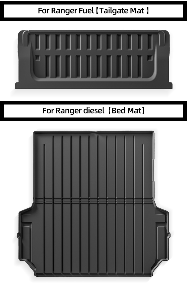 Suitable for 19-25 Ford Ranger Ranger Ranger Pickup Truck Floor Mats, Left and Right Steering Wheel Full Tpe Car Floor Mats, Rear Bed Mat