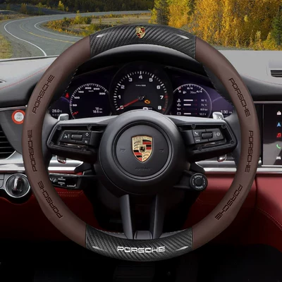 Handle Cover, Steering wheel cover - exclusively-for-porsche-brown-carbon-fiber-pattern-nappa-leather-default