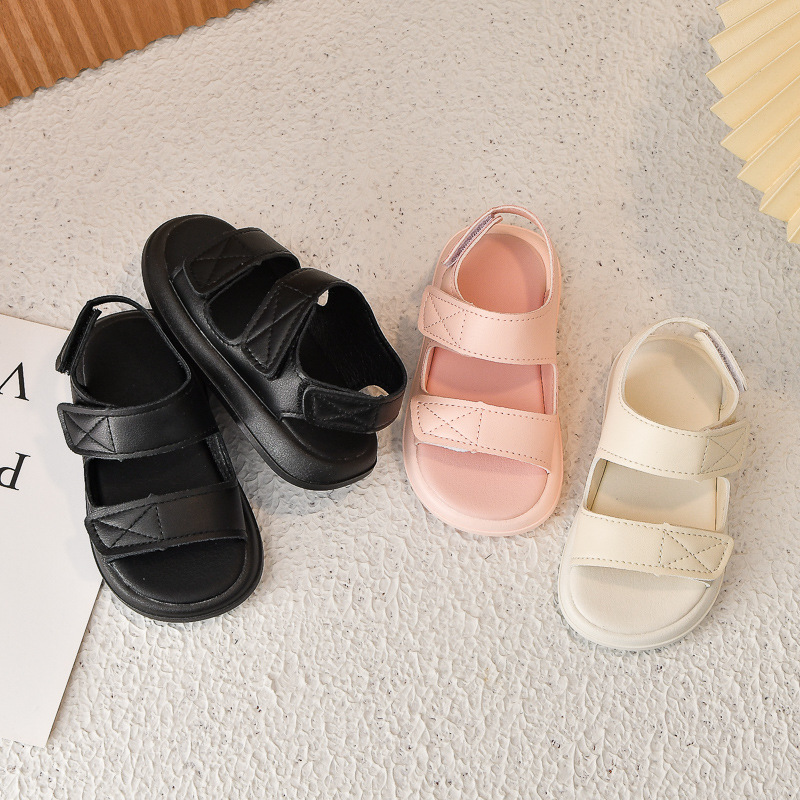 Sandalias de verano para niños al por mayor, fondo suave de velcro para niñas, sandalias de estilo explosivo transfronterizo de todo fósforo, zapatos de playa coreanos