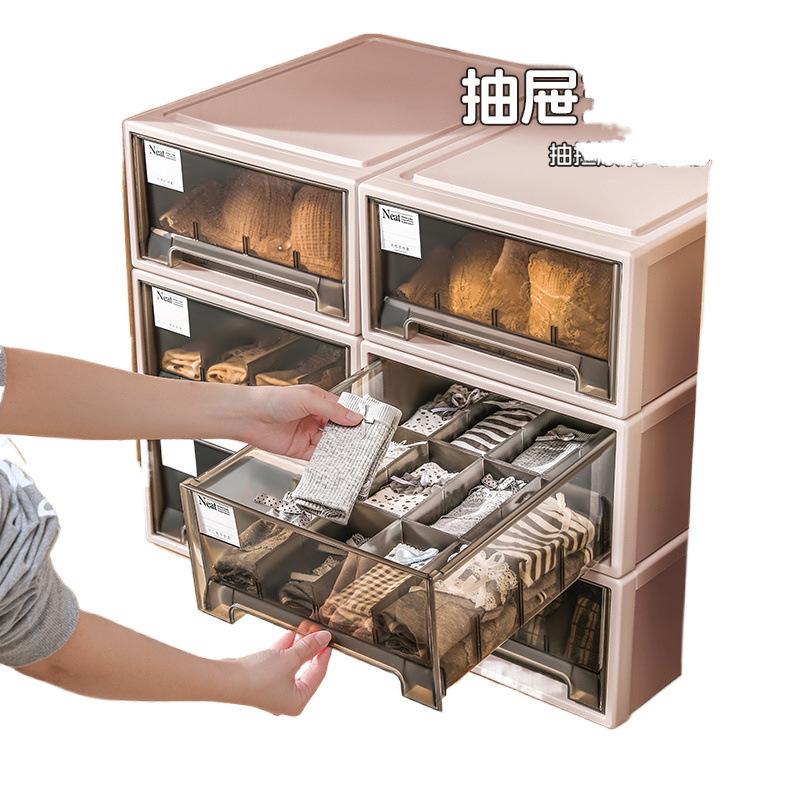 ヨーロッパスタイルの分割下着収納ボックス厚みのある引き出しタイプの下着と靴下の収納組み合わせ寝室の衣類引き出し|undefined