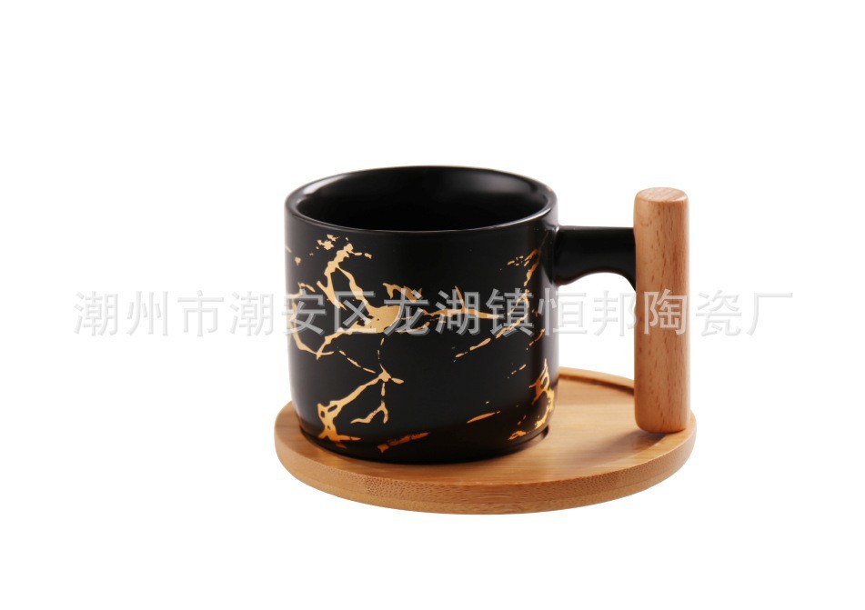 Hengbang cerámica platillo de madera serie taza de agua leche taza de té taza de ocio taza de café platillo traje