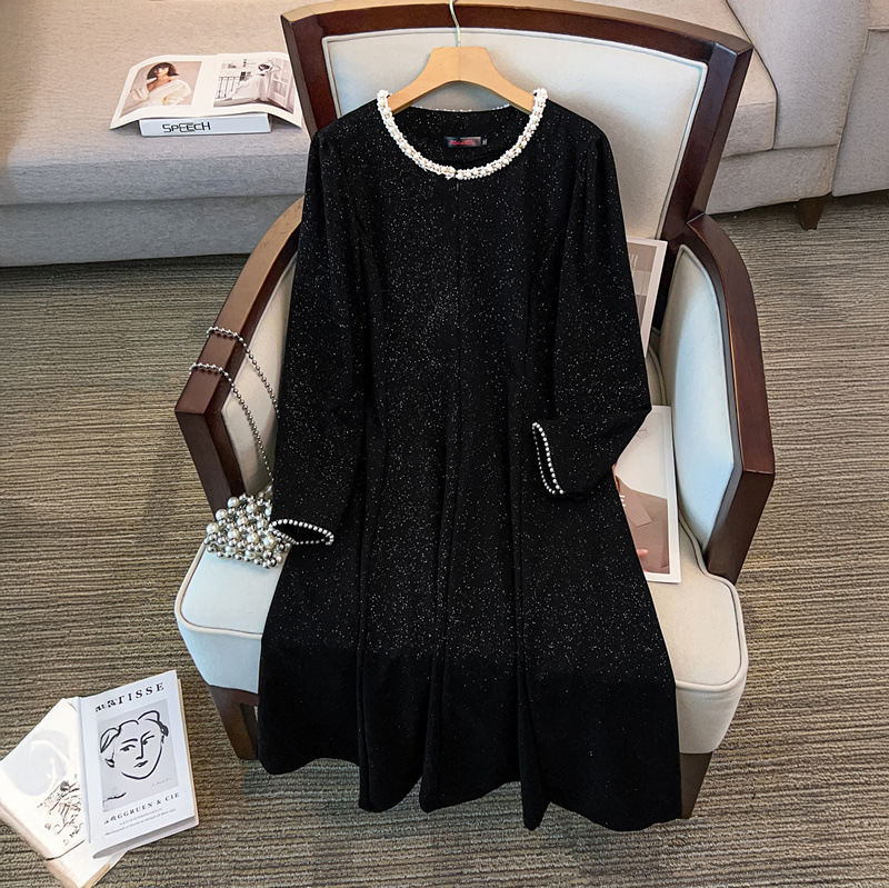 1331 #   Autumn New Beaded Dress A-Line Skirt Extra Large Size Women's Long Skirt Slimming