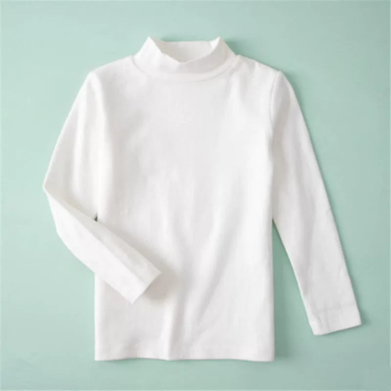 Children's Demi-Season T‑Shirt, Body‑Friendly Cotton, Long Sleeve, High Collar, Korean Style