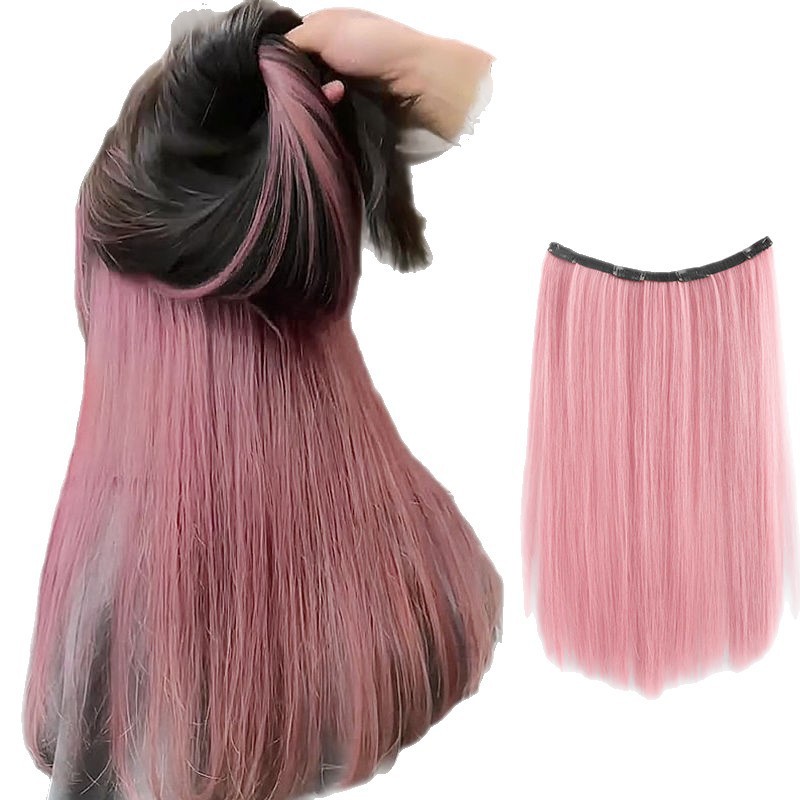 Colgar orejas teñido pelucina de cabello para mujer una pieza de dopamina color gradiente pelucina sin rastro aumento de cabello de cabello