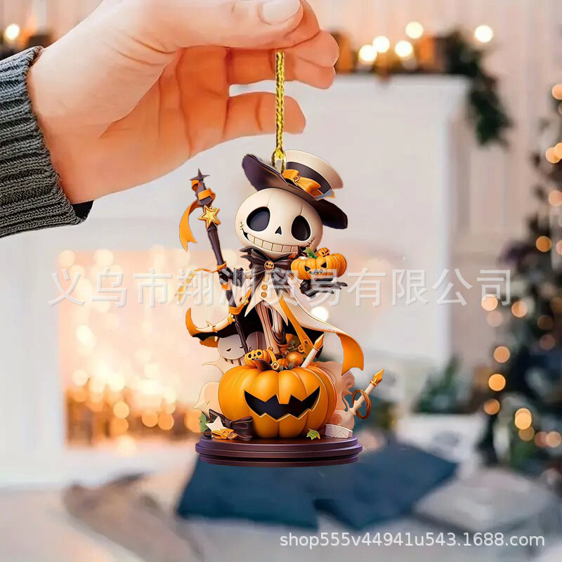 Colgantes de automóviles de Halloween transfronterizos creativos calabaza Jack Vampiro decoración espejo retrovisor llaveros colgantes de fiesta
