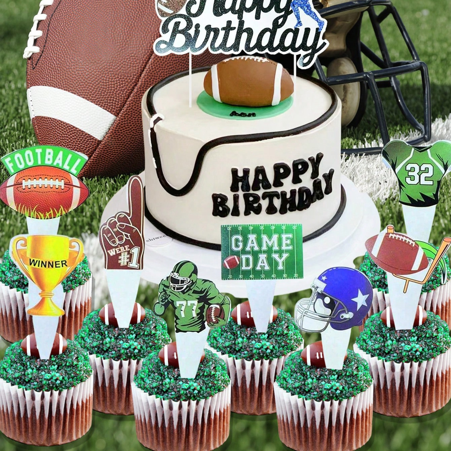 New Rugby Birthday Cake Decoration Plug-in Paper Holiday Party Cake Decoration Supplies