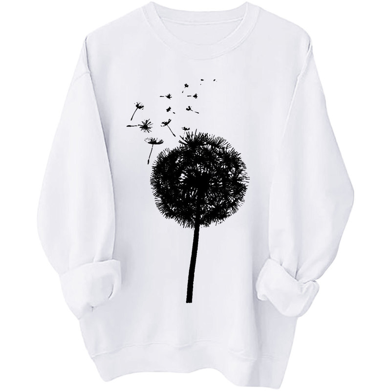 Dandelion pattern custom foreign trade round neck sweater long sleeve