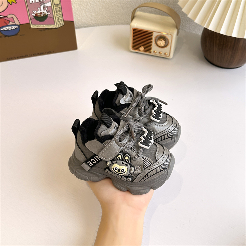 Autumn and Winter New Baby Plus Fleece Toddler Shoes, Children's Dad Shoes, Girls' Cotton Shoes, Boys' Sports Shoes