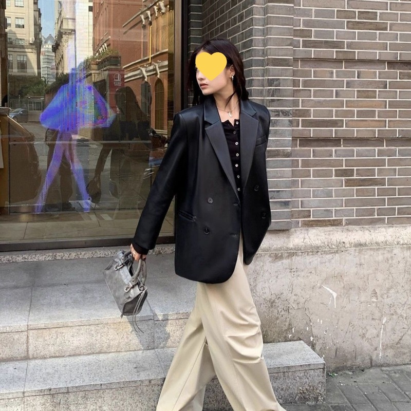 高档西装皮衣女2025秋季新款宽松高级感百搭洋气简约皮外套上衣潮|undefined