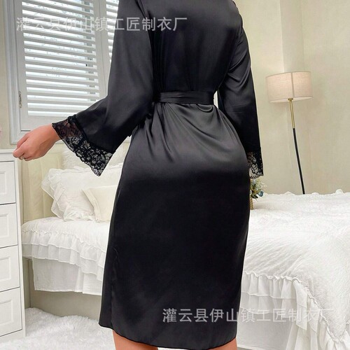 European and American Summer Chiffon Waist-Controlled Robe, Sexy, Casual, Comfortable Nightgown, Homewear, Pajama Set for Women