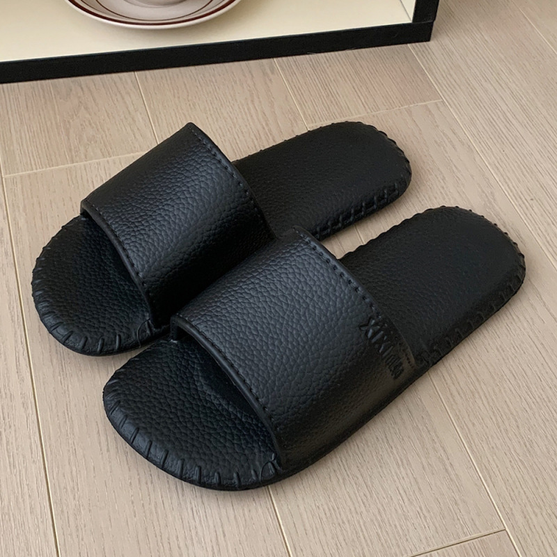 革の女性の軽やかなレトロな細い感の夏のスリッパの男性の滑り止めの家の冷たいスリッパのカップルのレジャー|undefined