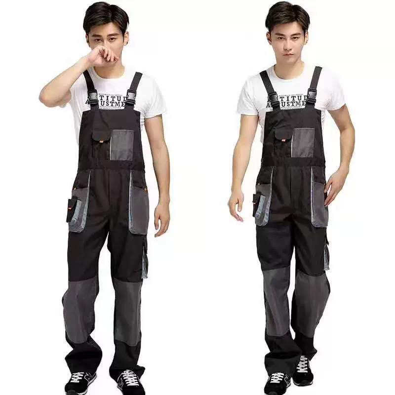 Work Overalls Coverall Suit, Gray One-Piece/Split Set, Multi-Pocket, Sizes S–4XL