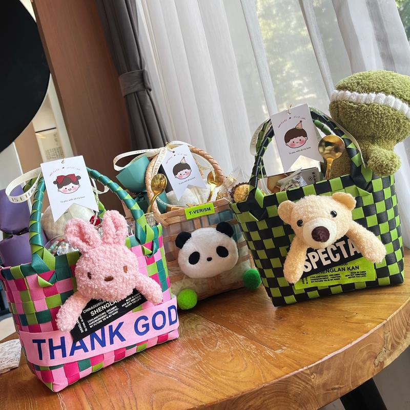 小红书网红款宝宝宴满月伴手礼可爱编织篮回礼幼儿园周岁礼盒