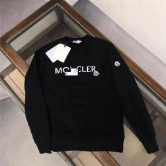 新款欧美纯棉Mon蒙满印cler口魔术贴印花款长袖男女同款卫衣情侣