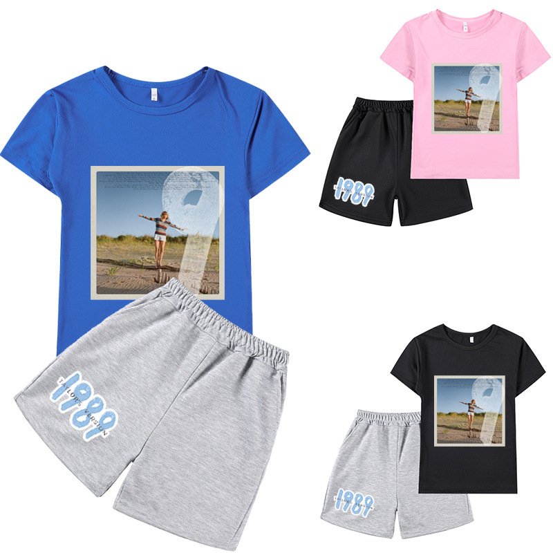 Cross-border Amazon Taylor Swift Taylor Swift Surrounding Boys and Girls Short-sleeved T-shirt Shorts