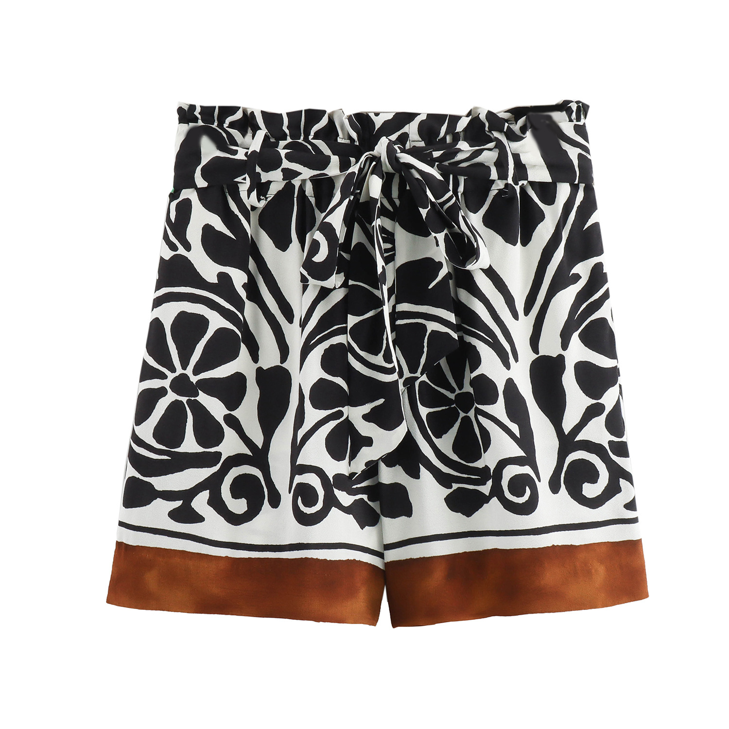 Ženski komplet kratkih hlač s potiskom in papirnato vrečko za poletje 2024_voghion.com