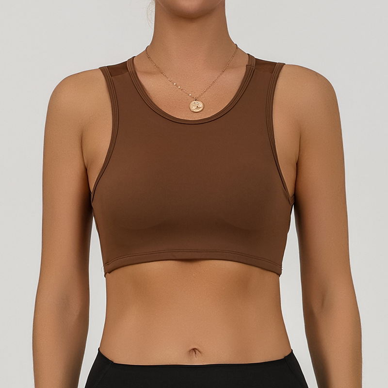 Deportes de acondicionamiento chaleco de mujer con cojín de pecho elástico transpirable red de acondicionamiento chaleco de acondicionamiento transfronterizo blusa de secado rápido bra