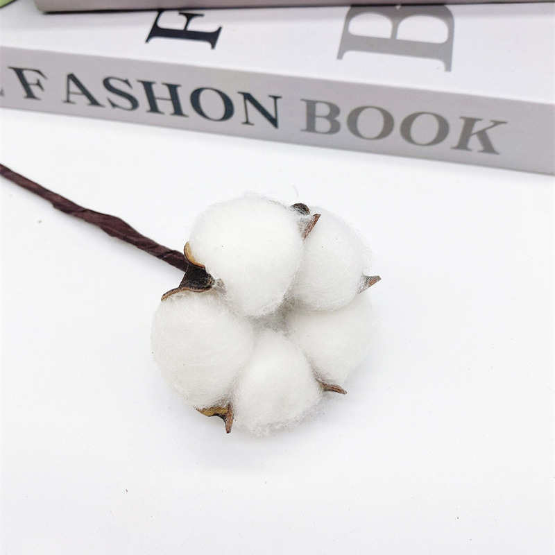 Cabeza de algodón artificial flor seca natural hecho a mano vintage estilo rústico arreglo floral guirnalda ramo accesorios de tiro