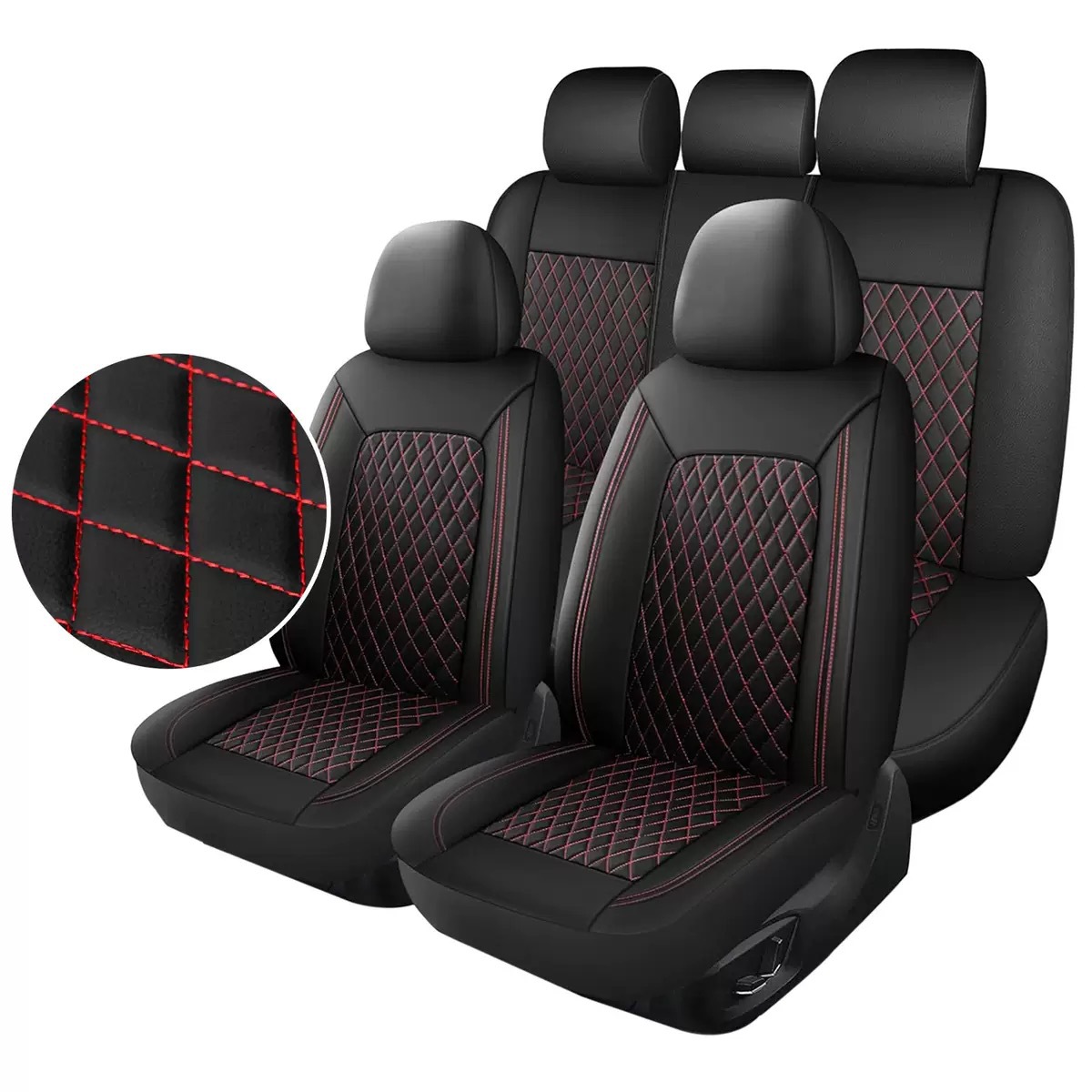 New cross-border single-line diamond pattern PU leather universal car seat cover for Amazon, Temu, Mercado Libre, Mexico