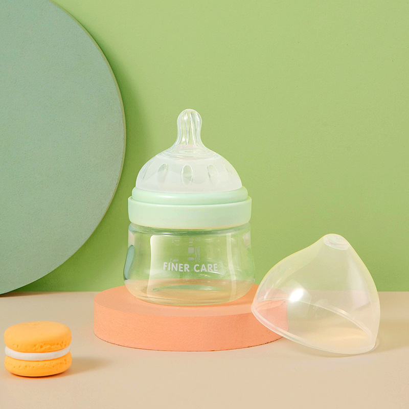Baby Glass Bottle, Baby's Special Wide-Caliber Milk-Drinking Mini Anti-Colic Breast Milk Real-Feel Feeding Bottle