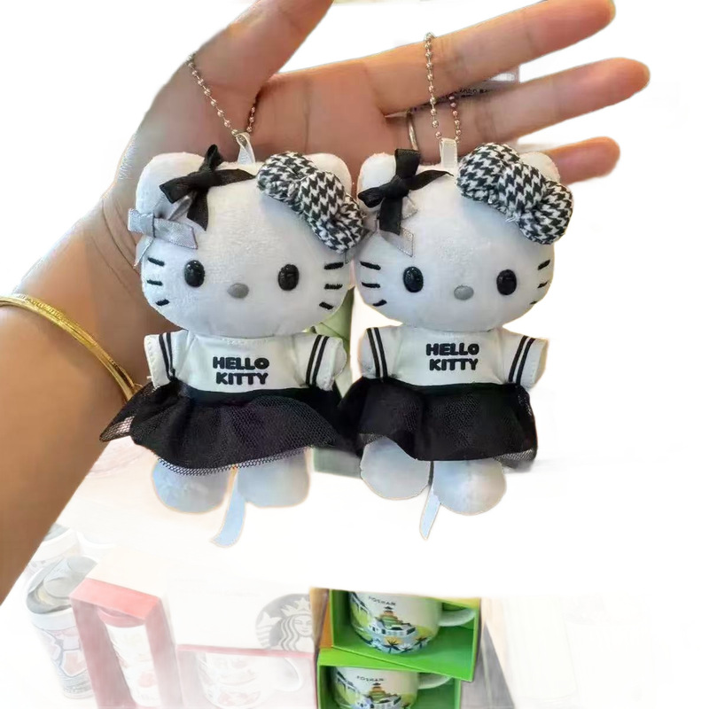 黑白印象hellokitty毛绒挂件公仔钥匙扣娃衣礼物儿童玩具玩偶批发|undefined